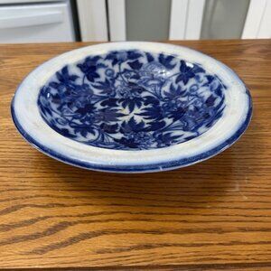 Antique Flow Blue Soup Bowl (1875-1880) Peoney Pattern